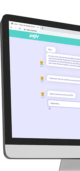 Tela de computador exibindo conversa de chat no site do Joov